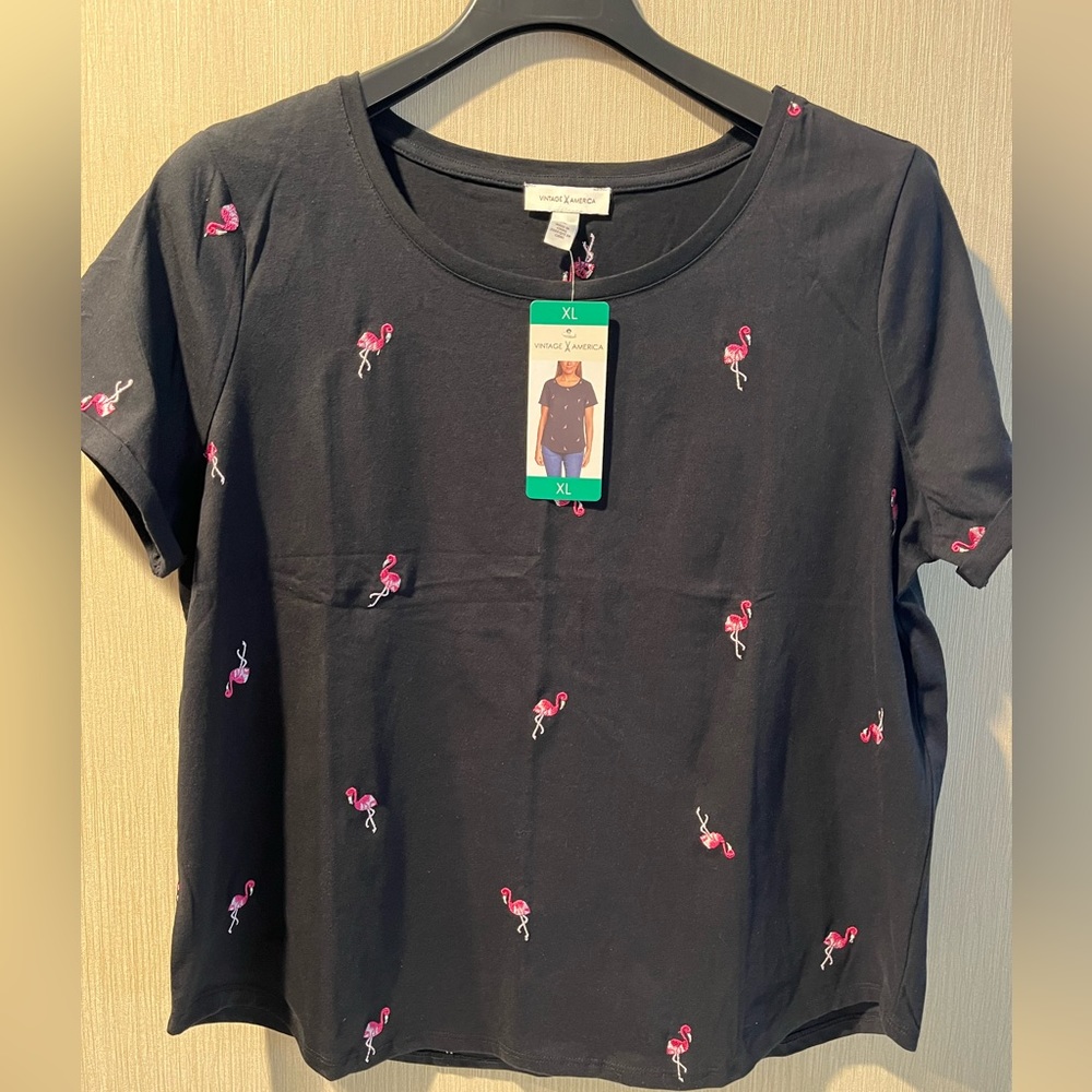 Vintage America Medium Weight Easy Fit Cotton Blend Embroidered Jersey Top - Picture 3 of 13